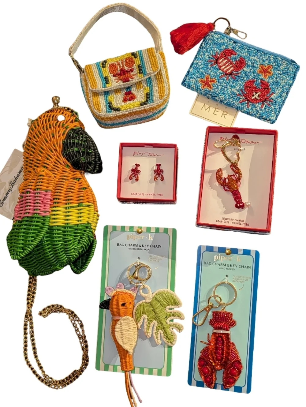 Tropical Summer Accessories 7pc Lot from Betsey Johnson, Tommy Bahama, Piper K - Picture 1 of 16